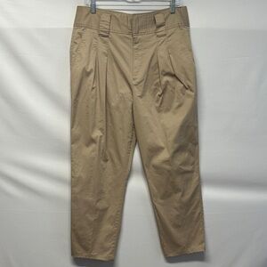 Lauren Ralph Lauren Double-Faced Stretch Cotton Ankle Pants Khaki Tan Pleated 10